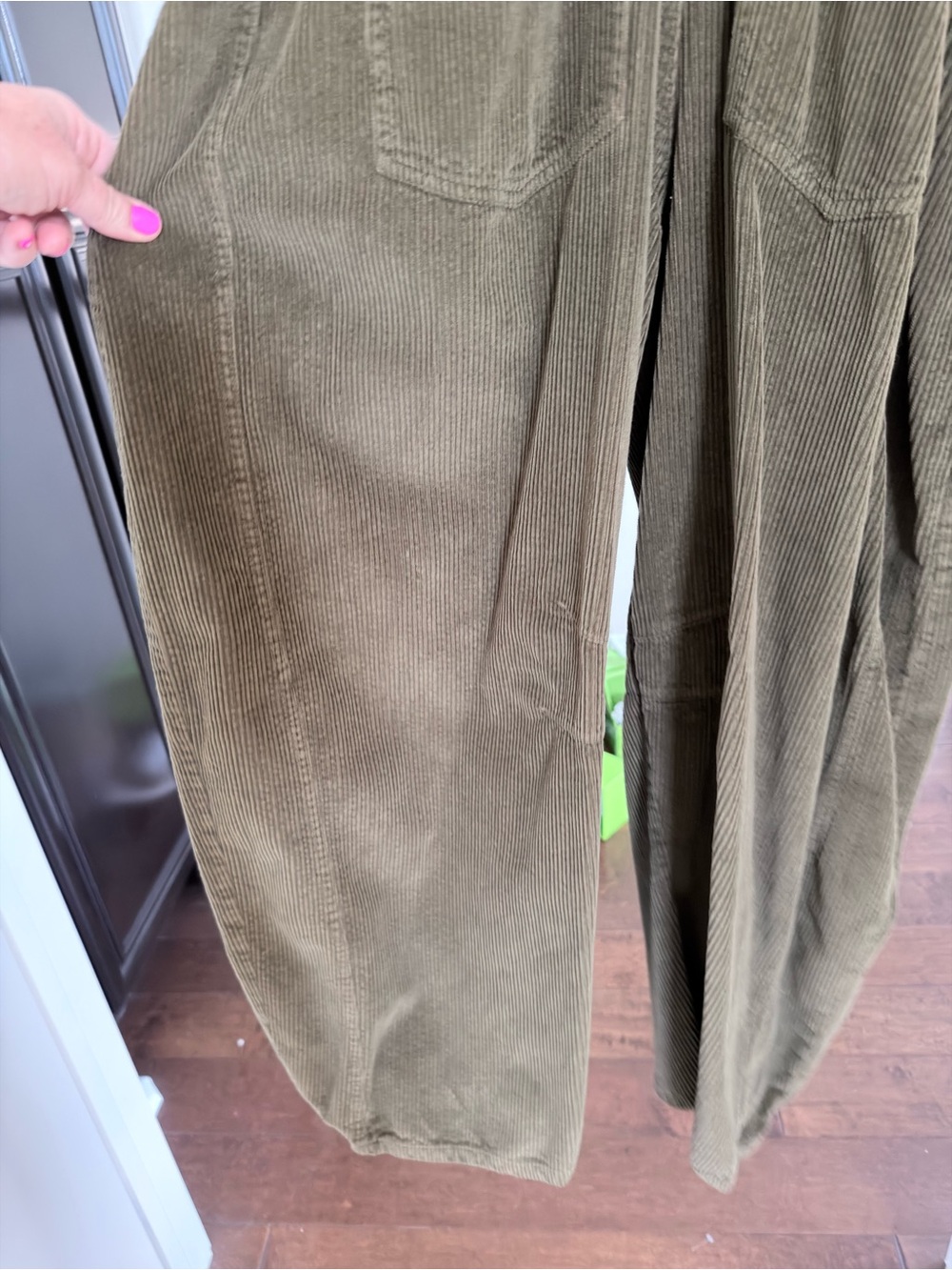 Free People We The Free Corduroy Overalls Medium Olive Utility Baggy Boho - Picture 6 of 8